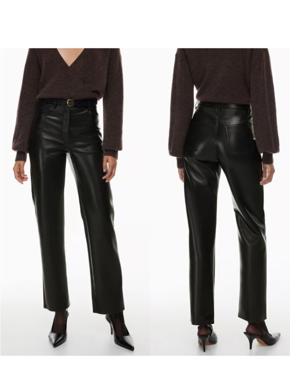 Wilfred Aritzia Faux Leather Pants High Waist Straight Leg Size 10